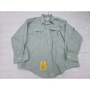DSCP Shirt Mens 18.5 34/35 Green Army Garrison Long Sleeve Button Up Pockets